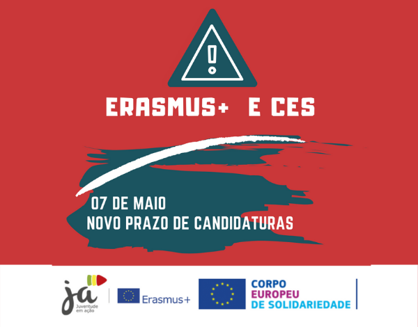 Erasmus + JA e Corpo Europeu de Solidariedade com novo prazo de candidaturas até 7 de maio