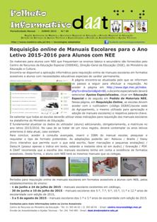 Requisição online de Manuais Escolares para o Ano Letivo 2015-2016 para Alunos com NEE