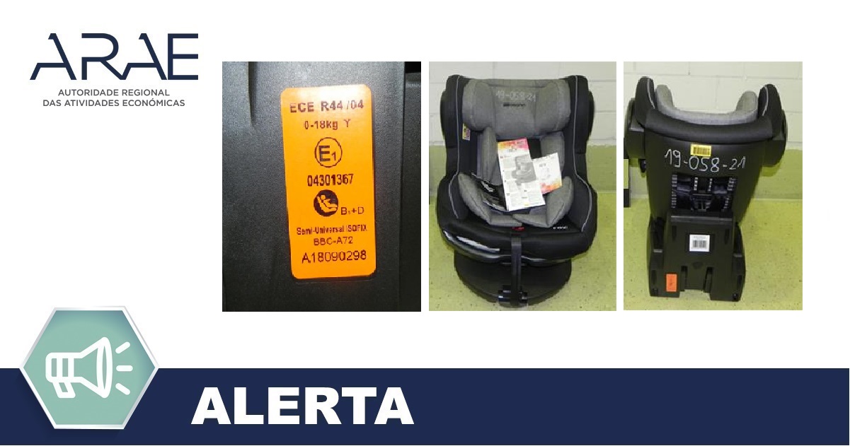 Alerta ARAE – Cadeira Auto para Bebé “Best Baby”