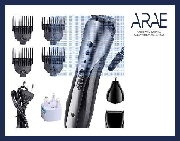 Alerta ARAE – Conjunto Máquina/aparador de cabelo, barba e corpo para homem e criança, eventualmente comercializado no mercado português através da plataforma on-line “Amazon”