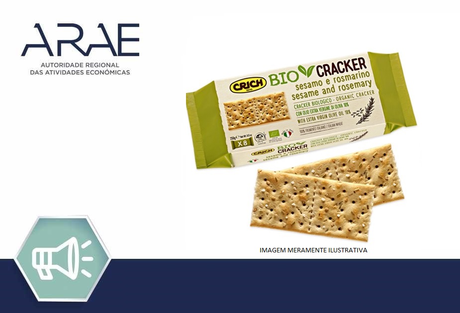 Alerta ARAE – Bolachas (Crackers) contendo sementes de sésamo provenientes da Índia, contaminadas com Óxido de etileno 