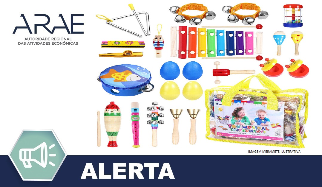 Alerta ARAE – Brinquedo, conjunto de instrumentos musicais – Marca: “iBaseToy”