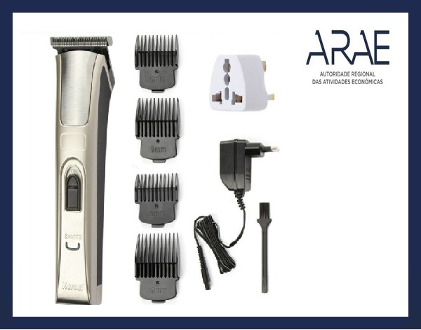 Alerta ARAE – Conjunto Máquina/aparador de cabelo e barba para homem da marca “Kemei”, eventualmente comercializado no mercado português através da plataforma on-line “eBay”