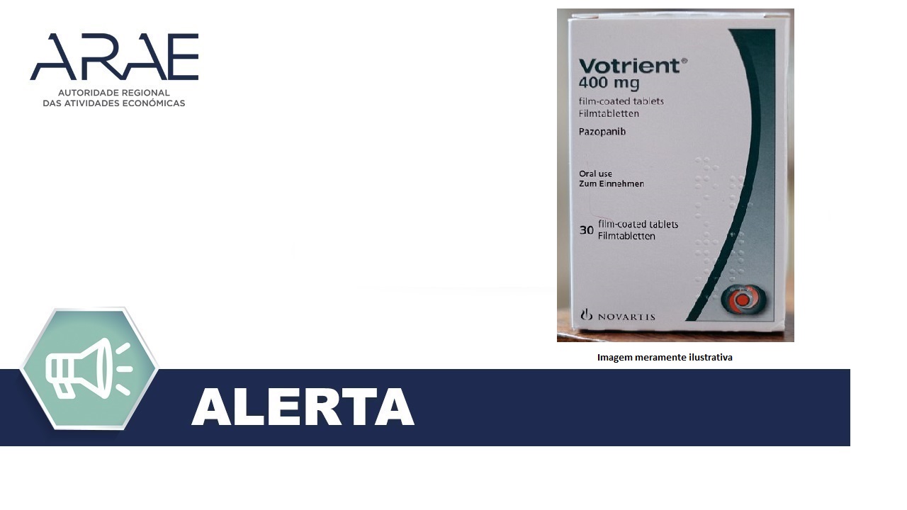 Alerta - Medicamento falsificado - Votrient, Comprimido revestido por película, 400 mg