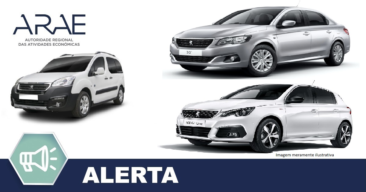 Alerta - Peugeot modelos: 301, 308 e Partner III