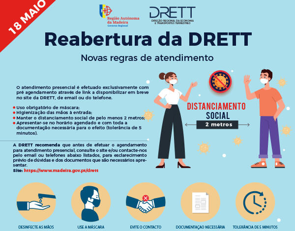 Direção Regional de Economia e Transportes reabre hoje com novas regras