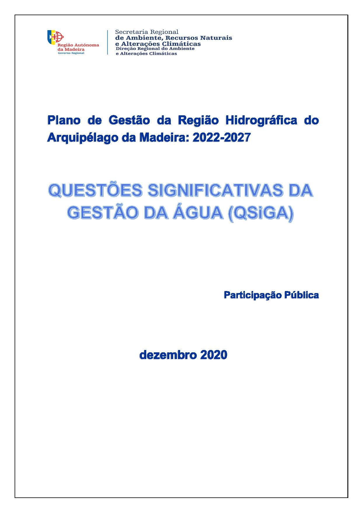 Questões Significativas da Gestão da Água: 2022-2027