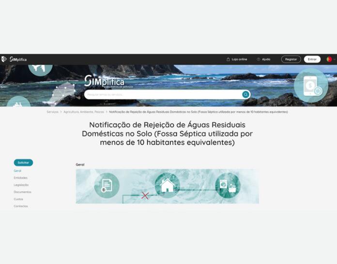 Portal Simplifica - Notificação de Rejeição de Águas Residuais Domésticas no Solo