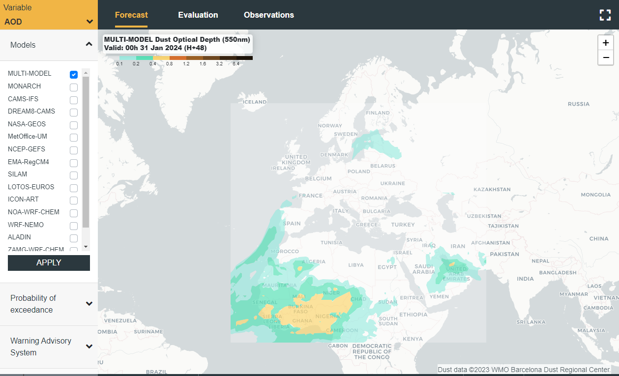 Previsões de eventos naturais na RAM