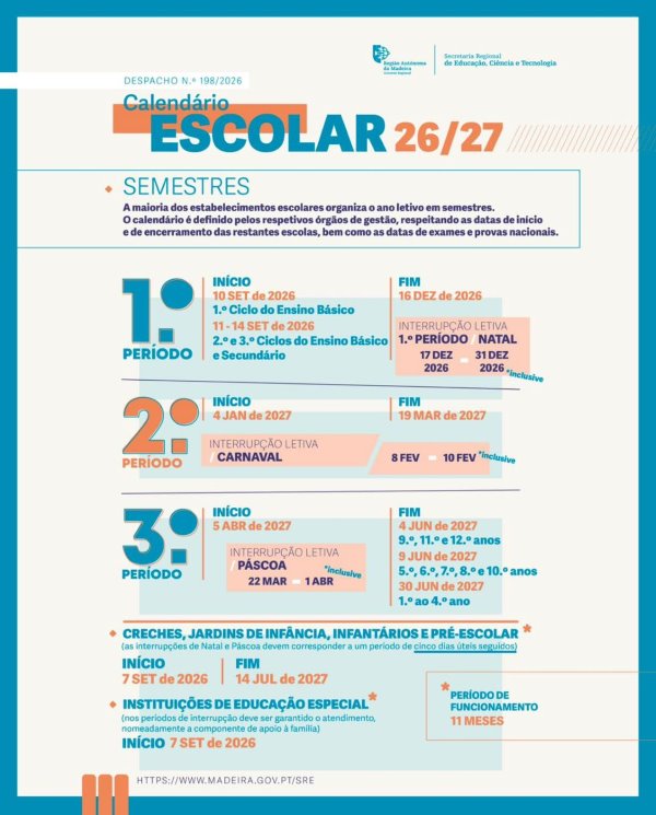 | Calendário Escolar 2026-2027