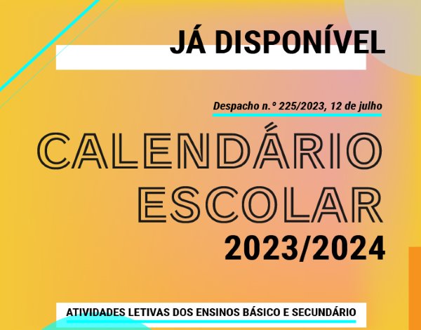 Calendário Escolar do ano letivo 2023/2024