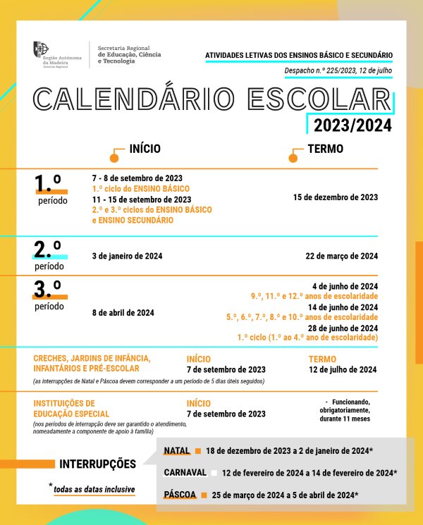|Calendário Escolar do ano letivo 2023/2024