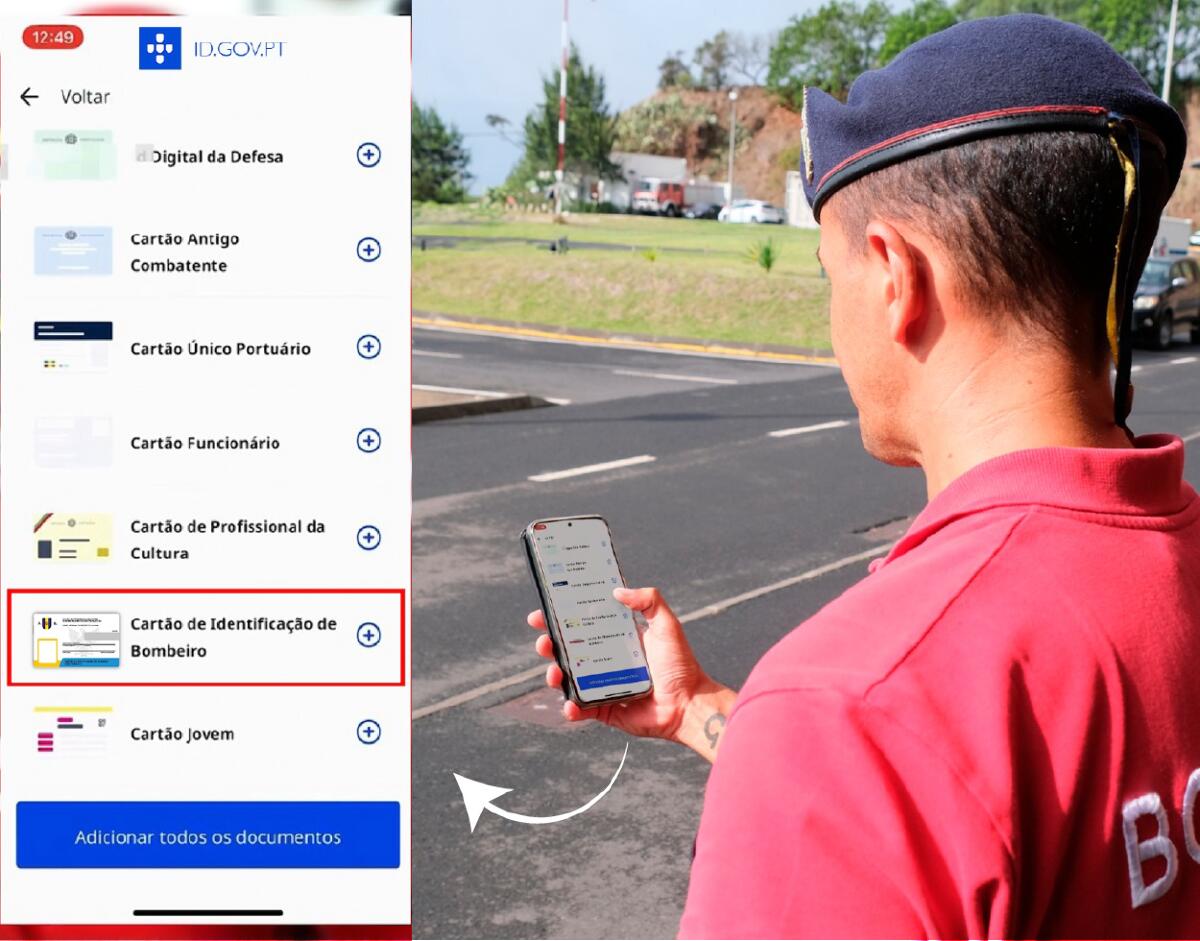 Cartão de Identificação do Bombeiro da RAM em formato digital, disponível na APP