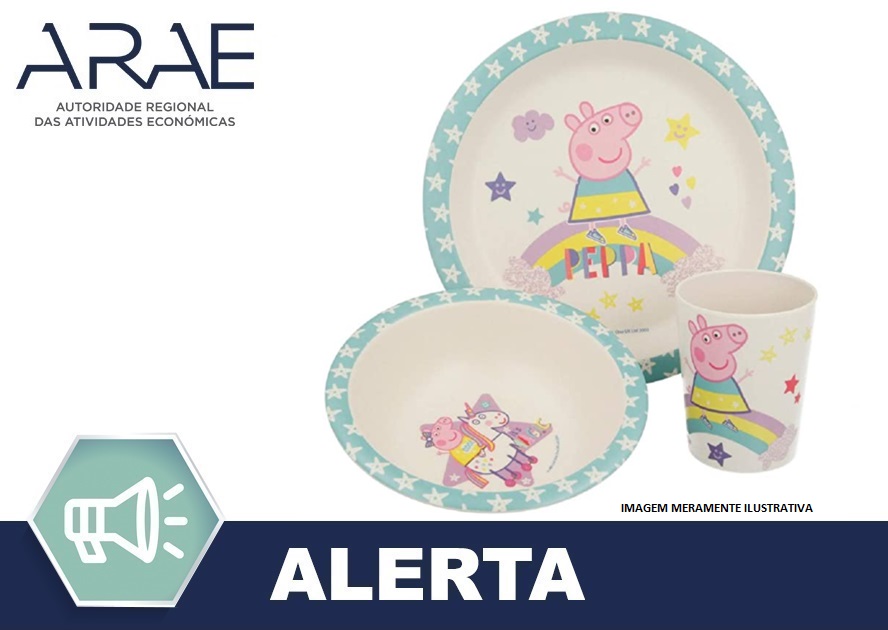 Alerta ARAE –  Componente / aditivo não autorizado em conjuntos de mesa para crianças, possivelmente comercializados na Região Autónoma da Madeira