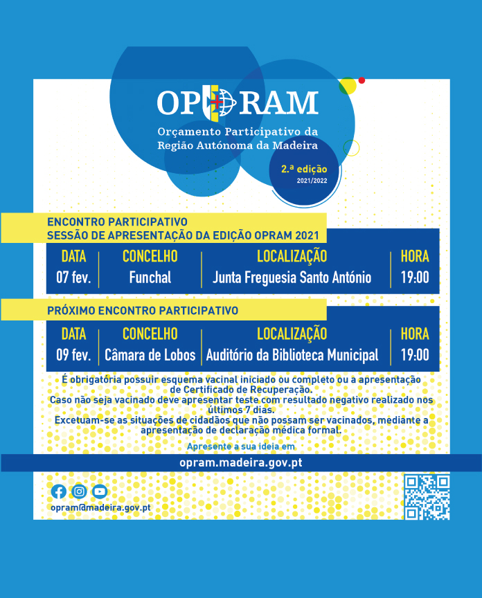 Sessão de Apresentação OPRAM 2021/22 - Funchal e Câmara de Lobos