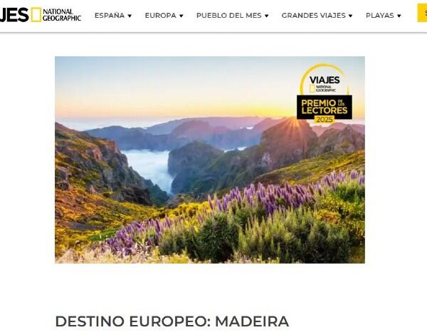 Madeira eleita "Melhor Destino Europeu" pela revista “Viajes National Geographic”