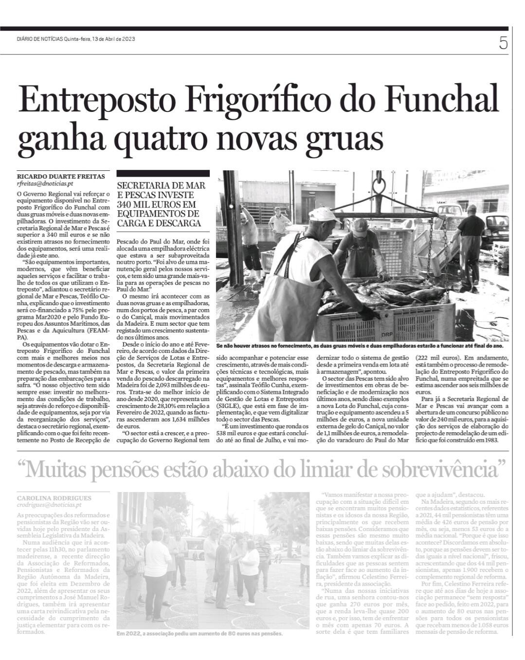 Entreposto Frigorífico do Funchal ganha quatro novas gruas