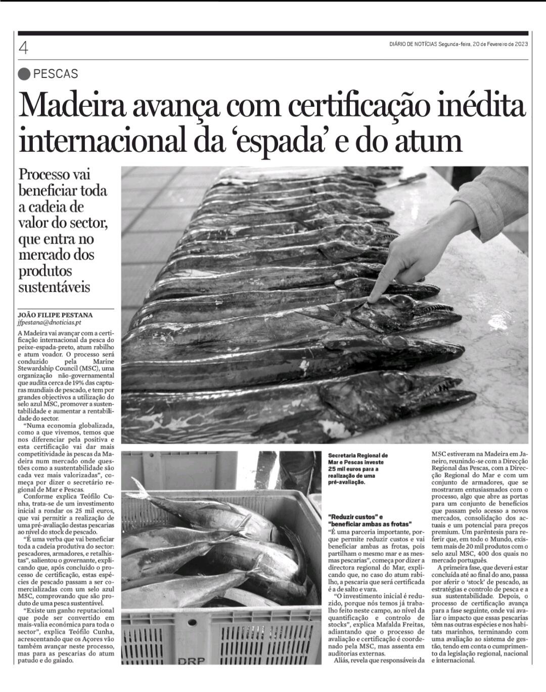 Madeira avança com certificação inédita internacionalmente da "espada" e do atum