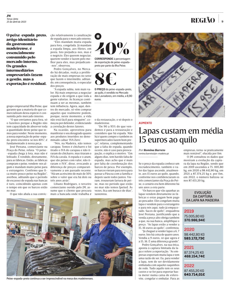 Madeira regista aumento de 43,13% no valor do peixe-espada-preto (parte 2)