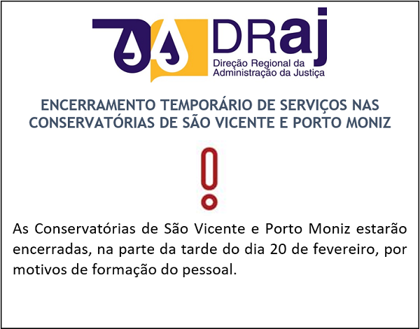 Encerramento Temporário de Serviços (CRCP São Vicente e Porto Moniz)