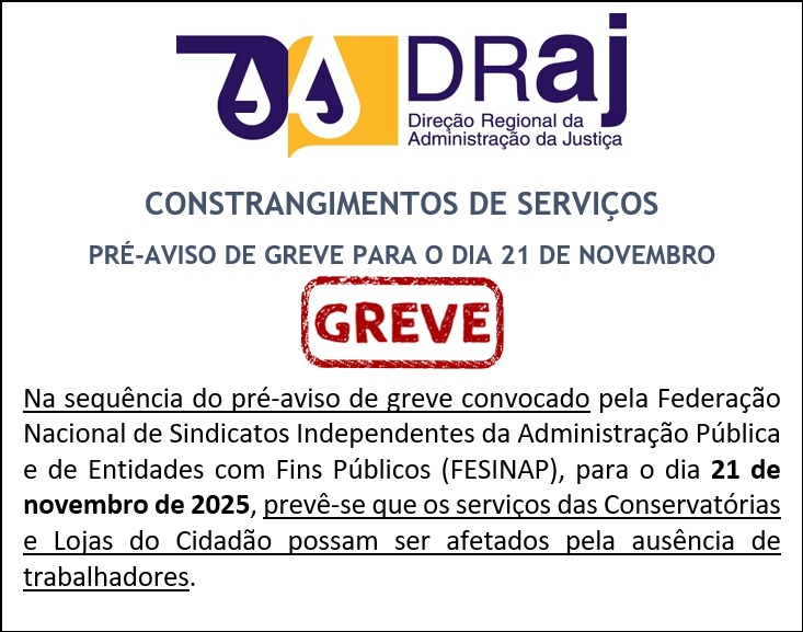 Pré-Aviso de Greve para 21 de novembro de 2025