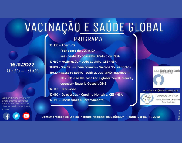 Webinar "Vacinação e Saúde Global", a 16 de novembro de 2022
